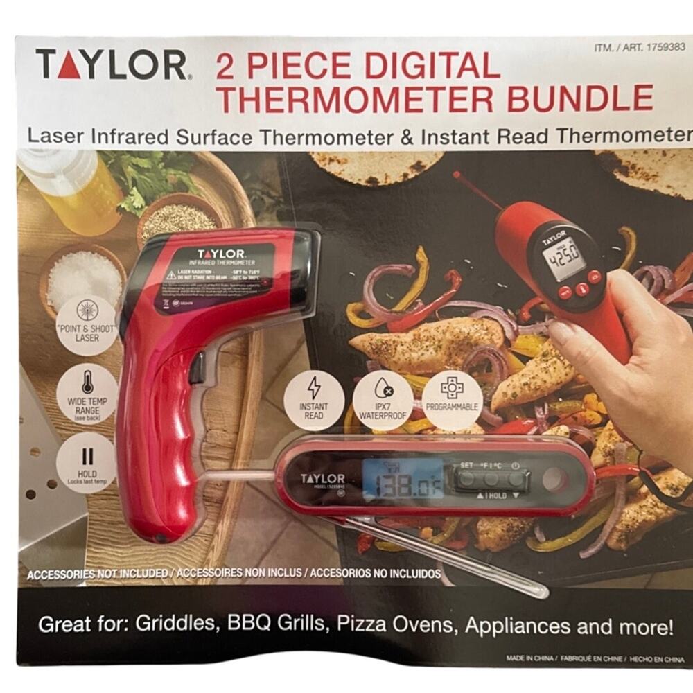 Taylor 2-Piece Digital Thermometer Bundle -Instant Read & Laser Infrared Surface